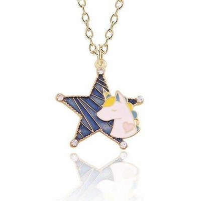 Collier Licorne Étoile Bleue