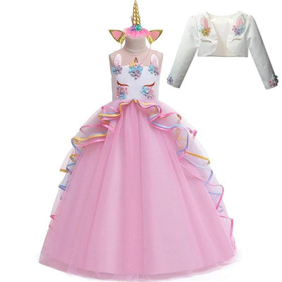 Robe Licorne Fille Cérémonie Rose