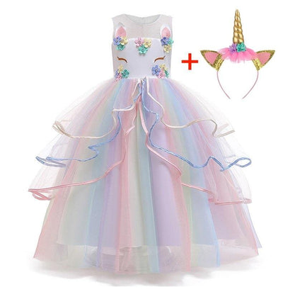 Robe Licorne Fille Princesse Arc-en-Ciel