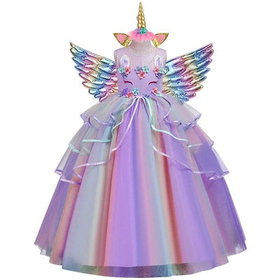 Robe Licorne Fille avec Ailes Coloré