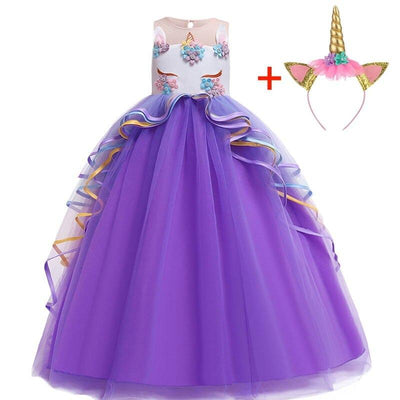 Robe Licorne Fille Princesse Violet