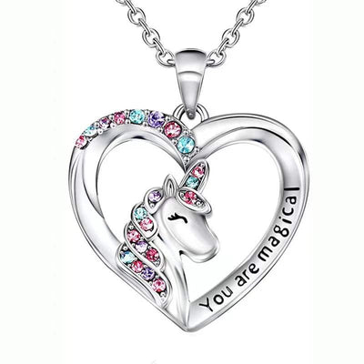 Collier Licorne Cristal Argent