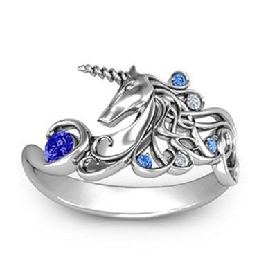 Bague Licorne Zirconium Bleu