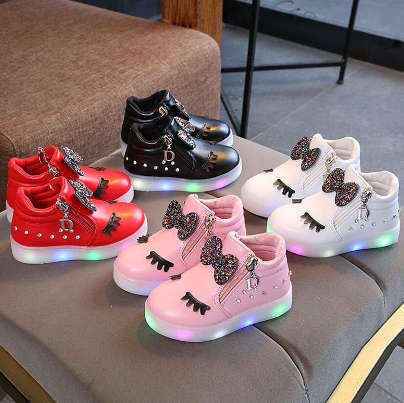 Baskets Fille Avec LEDs Clignotantes - Chaussures De Sport Respirantes Et Antidérapantes - Pour Course Et Jeu - 7