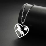 Collier Licorne Cœur Argenté