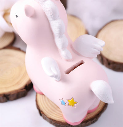Tirelire Licorne Kawaii Rose en Résine