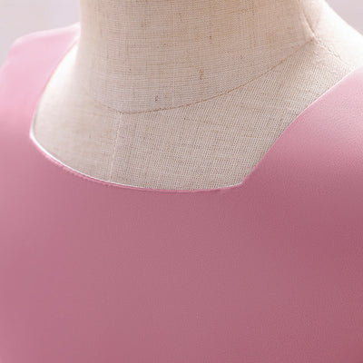 Robe cérémonie fille crème sans manches avec grand noeud et jupe évasée