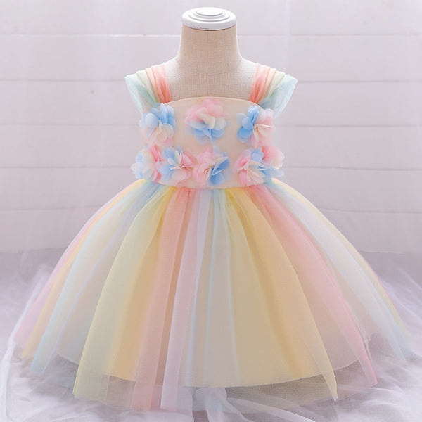 Robe princesse bébé pastel à motif floral en relief