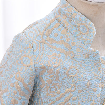 Robe cérémonie fille bleu foncé avec tulle et motifs gris et blancs