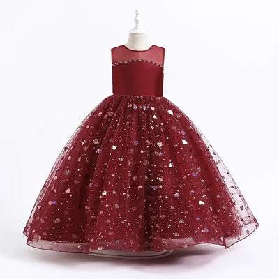 Robe cérémonie fille bleu marine à motifs cœurs et dentelle