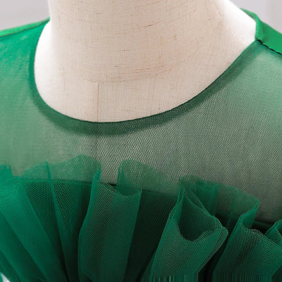 Robe cérémonie fille rose pâle avec ceinture argentée