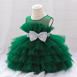 Robe cérémonie fille rose pâle avec ceinture argentée