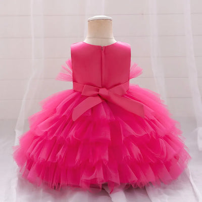 Robe cérémonie fille rose pâle avec ceinture argentée
