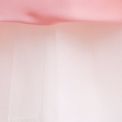 Robe cérémonie fille rose pâle avec perles et jupe ample fluide