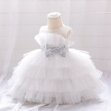 Robe cérémonie fille rose pâle avec ceinture argentée