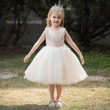 Robe cérémonie fille ivoire avec motifs perlés et jupe volumineuse