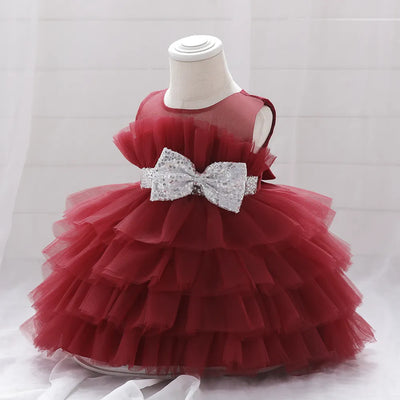 Robe cérémonie fille rose pâle avec ceinture argentée