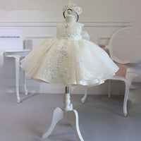 Robe cérémonie fille ivoire broderies florales élégantes