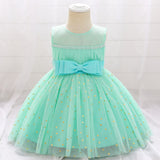 Robe princesse fille ivoire avec cœurs dorés et nœud à la taille