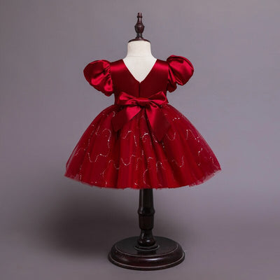 Robe princesse bébé rouge à pois scintillants