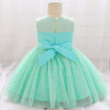 Robe princesse fille ivoire avec cœurs dorés et nœud à la taille