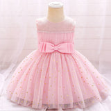 Robe princesse fille ivoire avec cœurs dorés et nœud à la taille