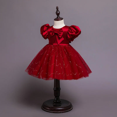 Robe princesse bébé rouge à pois scintillants