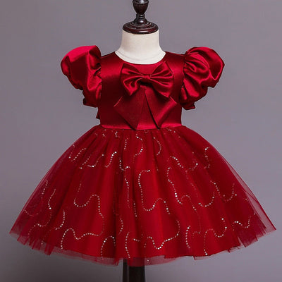 Robe princesse bébé rouge à pois scintillants
