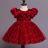 Robe princesse bébé rouge à pois scintillants