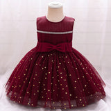 Robe princesse fille ivoire avec cœurs dorés et nœud à la taille