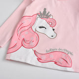 T-Shirt Licorne Rose à Manches Longues