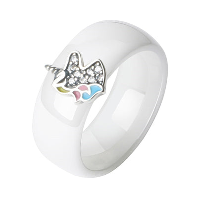 Bague Licorne Blanche en Céramique