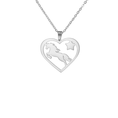 Collier Licorne Cœur Argenté