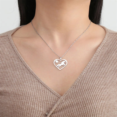 Collier Licorne Cœur Argenté