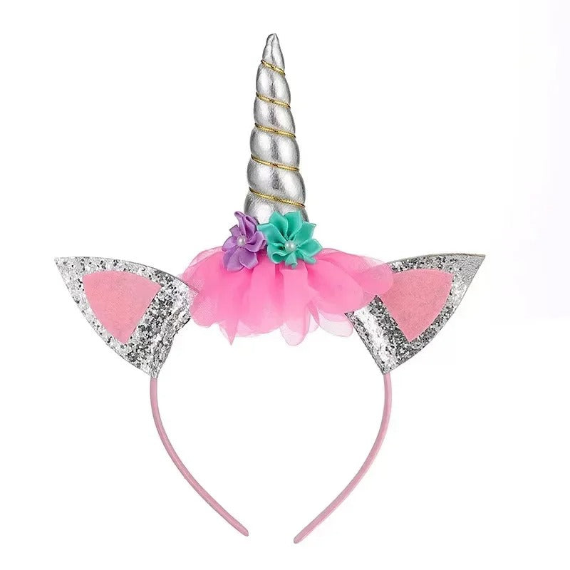 Serre-tête Inca Paillettes Fleurs décoratives Licorne main image 1