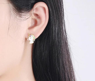 Boucles d’Oreilles Licorne Fille Or (Argent)