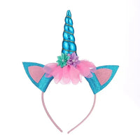 Bandeau licorne rose avec oreilles et fleurs Bandeau licorne rose avec oreilles et fleurs