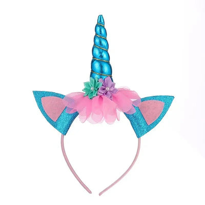 Serre-Tête Licorne Paillette Bleu