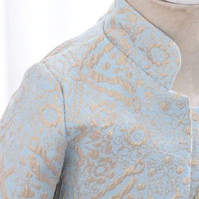 Robe cérémonie fille bleu foncé avec tulle et motifs gris et blancs