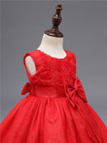 Robe princesse bébé rouge vif avec fleurs en relief et paillettes