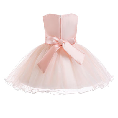 Robe princesse bébé rose pâle avec grand nœud en satin