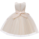 Robe cérémonie fille crème avec motifs floraux et paillettes dorées