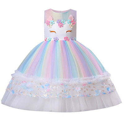 Robe Licorne Fille Soirée Blanche