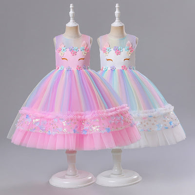 Robe Licorne Fille Soirée Rose