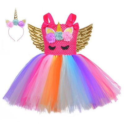 Robe Tutu Licorne Fille Rouge avec ailes