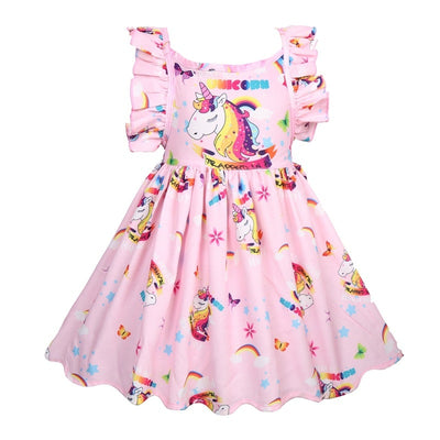 Robe Licorne Fille Emoji à manches courtes rose