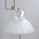 Robe cérémonie fille crème avec perles et jupe en tulle