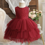 Robe cérémonie fille en dentelle verte avec nœud en satin