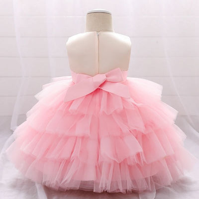 Robe princesse bébé rose tulle et paillettes dorées