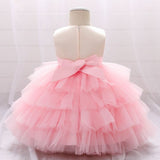 Robe princesse fille rose doré en sequins avec jupe en tulle crème